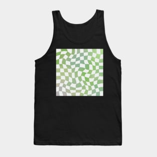 Trippy Aesthetic Checkered blue green Pattern Tank Top